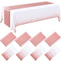 Conjunto de toalhas de mesa Breling, pacote com 8 unidades branca/ouro rosa, plástico/cetim