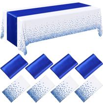 Conjunto de toalhas de mesa Breling, pacote com 8 unidades, plástico azul royal, cetim