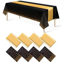 Conjunto de toalhas de mesa e corredores de mesa MASHAN Black Gold para festa