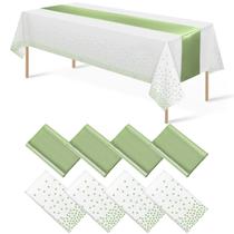 Conjunto de toalhas de mesa e corredores de mesa MASHAN branco/verde para festa