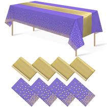 Conjunto de toalhas de mesa e corredores de mesa MASHAN roxo e dourado