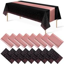 Conjunto de toalhas de mesa MASHAN, 16 peças, preto, rosa, ouro, 137 x 274 cm