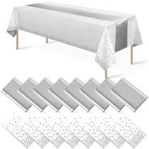 Conjunto de toalhas de mesa MASHAN, pacote com 16, prata branca, 137x274cm