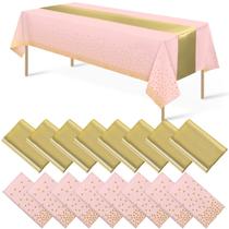 Conjunto de toalhas de mesa MASHAN, pacote com 16 unidades, ouro rosa, 137x274cm