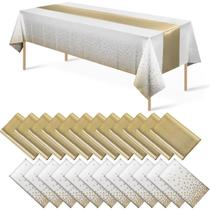 Conjunto de toalhas de mesa MASHAN, pacote com 24 unidades, ouro branco, cetim, 137 x 274 cm