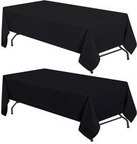 Conjunto de toalhas de mesa WEALUXE, retângulo preto de 60 x 126 polegadas, pacote com 2