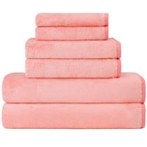 Conjunto de toalhas de microfibra Orighty de 6 peças rosa macio e leve