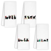 Conjunto de toalhas de Natal Jvpke Cat de 4, 41x61 cm, poliéster