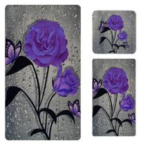Conjunto de toalhas de praia ASPMIZ Purple Rose, 3 peças: ba