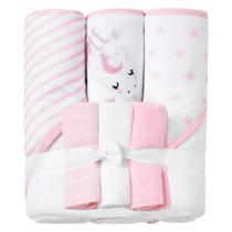 Conjunto de toalhas e panos de lavagem para bebês Viviland, pacote com 6 unidades, Pink Unicorn