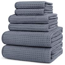 Conjunto de toalhas HOMEXCEL, 6 peças, premium, microfibra, waffle, cinza