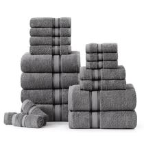 Conjunto de toalhas LANE LINEN Luxury 100% algodão 18 peças Cool Grey Conjunto de toalhas LANE LINEN Luxury 100% algodão 18 peças Cool Grey