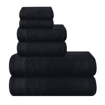 Conjunto de toalhas MALLONI HOME Ultra Soft, pacote com 6, algodão preto