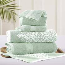 Conjunto de toalhas Modern Threads Artesia Damask 6 peças 100% algodão