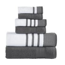 Conjunto de toalhas Modern Threads Reinhart Coal 6 peças brancas