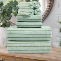 Conjunto de toalhas Oliven Green Cabana Stripe 8 peças Conjunto de toalhas Oliven Green Cabana Stripe 8 peças