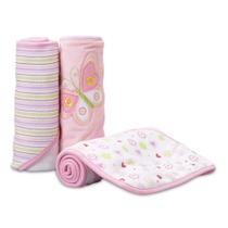 Conjunto de toalhas Spasilk Baby com capuz, 66 x 76 cm, borboleta rosa, pacote com 3 unidades Conjunto de toalhas Spasilk Baby com capuz, 66 x 76 cm, borboleta rosa, pacote com 3 unidades