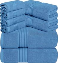 Conjunto de toalhas Utopia Towels, 8 peças, 100% algodão fiado em anel, azul elétrico Conjunto de toalhas Utopia Towels, 8 peças, 100% algodão fiado em anel, azul elétrico