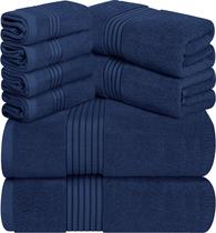 Conjunto de toalhas Utopia Towels, 8 peças, 100% algodão fiado em anel, azul marinho Conjunto de toalhas Utopia Towels, 8 peças, 100% algodão fiado em anel, azul marinho