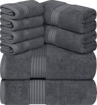 Conjunto de toalhas Utopia Towels, 8 peças, 100% algodão fiado em anel, cinza Conjunto de toalhas Utopia Towels, 8 peças, 100% algodão fiado em anel, cinza
