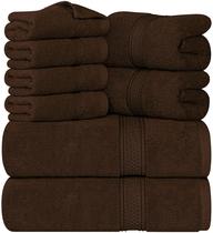 Conjunto de toalhas Utopia Towels, 8 peças, 100% algodão fiado em anel, marrom
