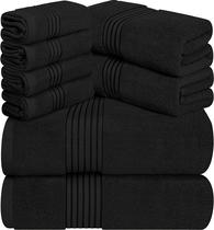 Conjunto de toalhas Utopia Towels, 8 peças, 100% algodão fiado em anel, preto