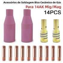 Conjunto De Tochas De Soldagem MIG-14AK MB14AK Com 14 Peças De Consumíveis, Bico Cerâmico De Conjunto De Tochas De Soldagem MIG-14AK MB14AK Com 14 Peças De Consumíveis, Bico Cerâmico De