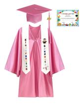 Conjunto de toga e capelo de formatura para jardim de infância MQJJSM rosa 76 cm Conjunto de toga e capelo de formatura para jardim de infância MQJJSM rosa 76 cm