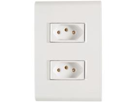 Conjunto de Tomada 2P+T Dupla 4X2 10A - Tramontina Liz Branco