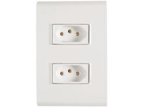 Conjunto de Tomada 2P+T Dupla 4X2 10A - Tramontina Liz Branco