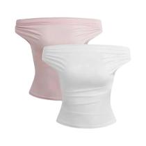 Conjunto De Top Cropped Assimétrico Plissado Para Mulheres, 2 Peças, Sem Alças, Camisetas Sexy, Moda Conjunto De Top Cropped Assimétrico Plissado Para Mulheres, 2 Peças, Sem Alças, Camisetas Sexy, Moda
