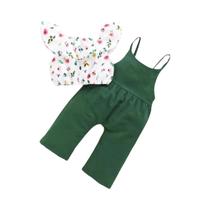 Conjunto De Top E Calça Com Estampa Floral Para Menina Pequena, Conjunto Fofo De 2 Peças Para Bebês Conjunto De Top E Calça Com Estampa Floral Para Menina Pequena, Conjunto Fofo De 2 Peças Para Bebês