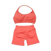 Conjunto De Top E Shorts Sem Costura De Cintura Alta Para Academia, Roupas Ativas De Fitness, 2