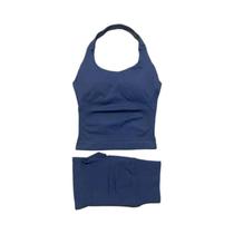 Conjunto De Top Halter Sem Costura Com Alças E Leggings Para Mulheres, Ideal Para Yoga, Academia E