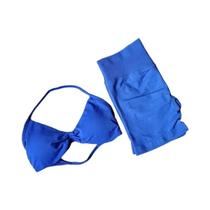 Conjunto De Top Sem Mangas Com Decote Halter E Shorts De Cintura Alta Com Efeito De Pregas Para