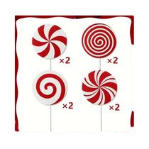 Conjunto De Topper E Enfeites Para Árvore De Natal Em Forma De Bastão De Doce Vermelho E Branco,