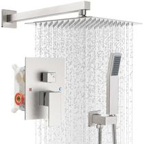 Conjunto de Torneira para Chuveiro IUERASD com Chuveiro de Chuva 10" Níquel Escovado Conjunto de Torneira para Chuveiro IUERASD com Chuveiro de Chuva 10" Níquel Escovado