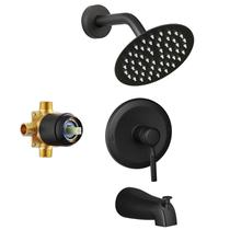Conjunto de torneiras de chuveiro com cabeça de chuveiro de chuva de 15 cm, preto fosco