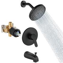 Conjunto de torneiras de chuveiro de banheira Aolemi Wall Mount com válvula preta fosca Conjunto de torneiras de chuveiro de banheira Aolemi Wall Mount com válvula preta fosca
