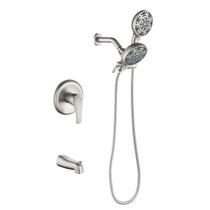 Conjunto de torneiras de chuveiro DIFEINI Dual Shower Head em níquel escovado Conjunto de torneiras de chuveiro DIFEINI Dual Shower Head em níquel escovado