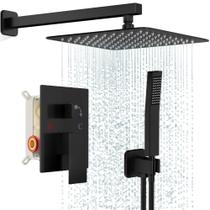 Conjunto de torneiras de chuveiro FPXRNG Black Rainfall com cabeça de chuveiro de 25 cm