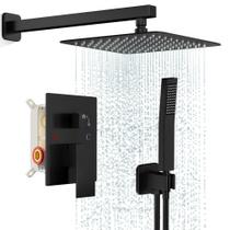 Conjunto de torneiras de chuveiro FPXRNG Black Rainfall com válvula de chuveiro Conjunto de torneiras de chuveiro FPXRNG Black Rainfall com válvula de chuveiro