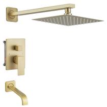 Conjunto de torneiras de chuveiro Heable Brushed Gold com bico de banheira de 8 polegadas Conjunto de torneiras de chuveiro Heable Brushed Gold com bico de banheira de 8 polegadas