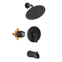 Conjunto de torneiras de chuveiro HoliSpa Tub Shower Black Matte 20cm Rainfall