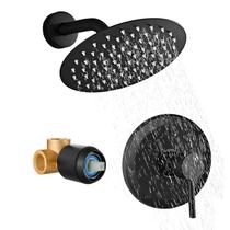 Conjunto de torneiras de chuveiro HUCKLE com cabeça de chuveiro de chuva de 15 cm preta
