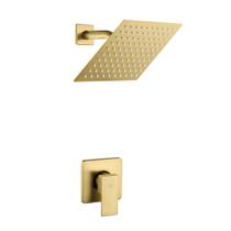 Conjunto de torneiras de chuveiro POP SANITARYWARE em ouro escovado com cabeça de 20 cm Conjunto de torneiras de chuveiro POP SANITARYWARE em ouro escovado com cabeça de 20 cm