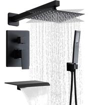 Conjunto de torneiras de chuveiro RTTWYYUU Matte Black com chuveiro e banheira