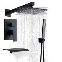 Conjunto de torneiras de chuveiro RTTWYYUU preto fosco com bico de banheira de 25 cm