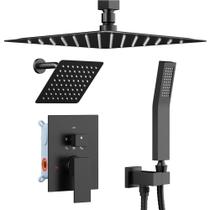 Conjunto de torneiras de chuveiro STARBATH Matte Black Dual Rain 12+6 com dispositivo portátil