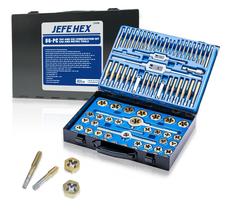 Conjunto de torneiras e matrizes JEFE HEX 86 unidades SAE e Metric com estojo de armazenamento